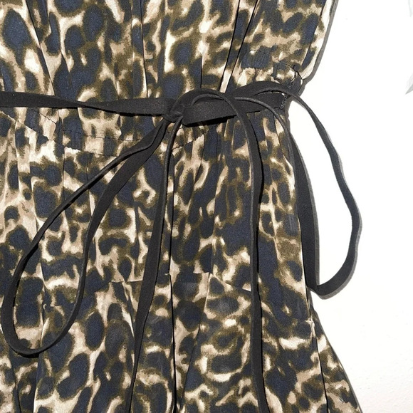 Converse NWT Tan & Black Leopard Print Layered Ruffle Mini Dress Small Women’s - Picture 5 of 14